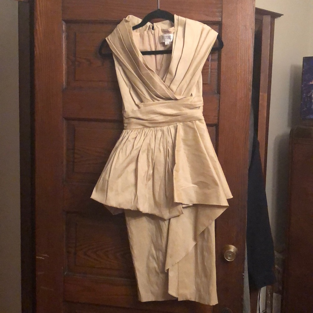 Portrait collar stretch crepe dress